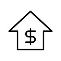 huis met Amerikaanse Dollar symbool, huis huur, prijs of kosten, echt landgoed icoon in lijn stijl ontwerp geïsoleerd Aan wit achtergrond. bewerkbare hartinfarct. vector