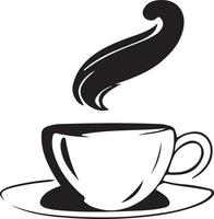 minimalistische zwart en wit kop van thee of koffie met stoom- vector
