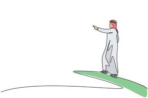 enkele doorlopende lijntekening jonge Arabische zakenman die zakelijke kansen analyseert. slimme visionaire professionele ondernemer. minimalisme concept een lijn tekenen grafisch ontwerp vectorillustratie vector