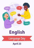 verticaal banier voor Engels taal dag viering, april 23. vector