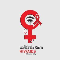 vector illustratie Aan de thema van nationaal Dames en meisjes hiv en AIDS bewustzijn dag opgemerkt Aan maart 10e.