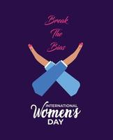 Internationale vrouwen dag. vrouwen dag 2022 concept. 8e maart. breken de vooroordeel campagne. vector illustratie.