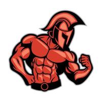spartaans spier poseren logo stijl vector