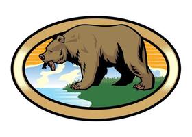 grizzly beer Bij de natuur vector