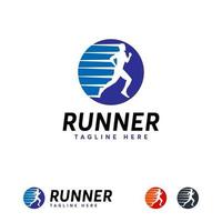 iconische runner logo ontwerpen vector, running man sport logo sjabloon vector