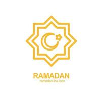 Ramadan halve maan maan teken dun lijn icoon embleem concept. vector