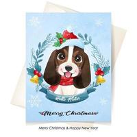 schattige doodle puppy voor Kerstmis met aquarel illustratie vector