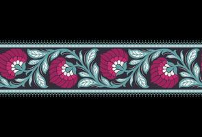 etnisch naadloos borders en bloem ornament, motief trekt werken illustratie bloemen en ornament motief Indië ontwerp elementen halslijn patroon of, herhaling de bloemen structuur vector