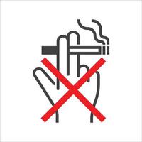 Nee roken teken icoon. sigaret met hand- symbool icoon. roken ontwerp element. vector illustratie
