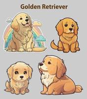 reeks van gouden retriever sticker ontwerp vector