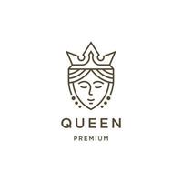 koningin schoonheid lijn logo ontwerp sjabloon vlak vector
