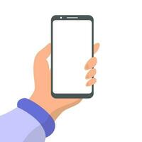 smartphone Holding in handen tekenfilm vector illustratie