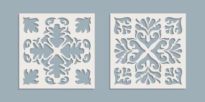 wijnoogst laser besnoeiing patroon met bloemen barok ornament. vector stencil sjabloon voor cnc snijden, decoratief panelen van hout, metaal, papier, plastic