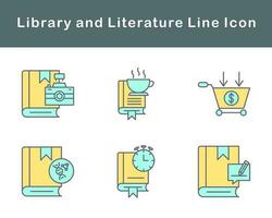 bibliotheek en literatuur vector icoon reeks