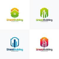 set van gebouw schild logo ontwerpen concept vector, veilige huis logo sjabloon symbool vector