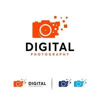 digitale camera logo ontwerpen vector, pixel camera logo sjabloon vector