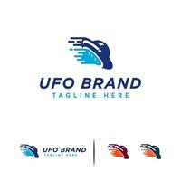 ufo logo ontwerpen concept vector, aliens vliegtuig logo sjabloon, ruimtevliegtuig symbool vector