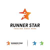 runner star-logo ontwerpen concept vector, snelle runner logo sjabloon vector