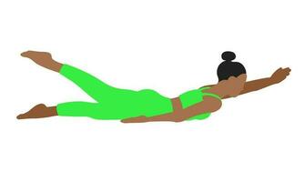 yoga houding. Afrikaanse Amerikaans. vrouw vrouw meisje. vector illustratie in tekenfilm vlak stijl geïsoleerd Aan wit achtergrond.