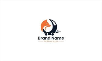online winkel logo ontwerp met vos icoon. perfect voor e-commerce, uitverkoop, op te slaan, winkel, korting, of web vector