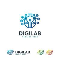 digitaal laboratorium logo ontwerpen concept vector, pixel lab glas logo vector