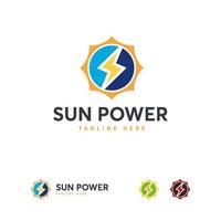 sun power logo ontwerpen sjabloon, zonne-energie logo sjabloon vector