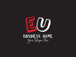 minimalistische EU brief logo, uniek EU kleurrijk logo voor baby winkel vector