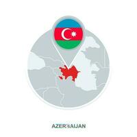 Azerbeidzjan kaart en vlag, vector kaart icoon met gemarkeerd Azerbeidzjan