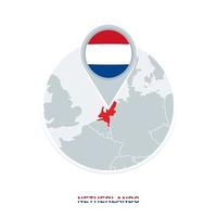 Nederland kaart en vlag, vector kaart icoon met gemarkeerd Nederland