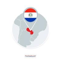 Paraguay kaart en vlag, vector kaart icoon met gemarkeerd Paraguay