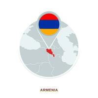 Armenië kaart en vlag, vector kaart icoon met gemarkeerd Armenië