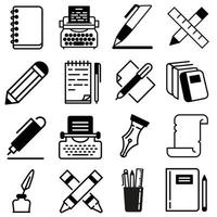 schrijven vector icoon set. aantekeningen illustratie teken verzameling. merk op symbool.