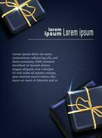 vector banier illustratie. viering folder met Cadeau dozen. advertentie sjabloon. verticaal.