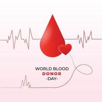 wereld bloed schenker dag hart en bloed laten vallen met hartslag lijn vector illustratie