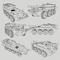 lineart van militaire tanks vector