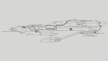 lineart van het ruimteschip vector