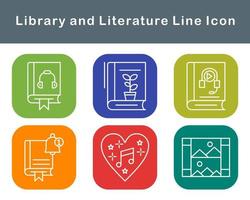 bibliotheek en literatuur vector icoon reeks