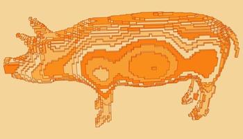 voxel-ontwerp van een varken vector