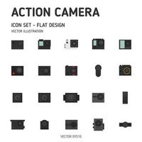 actie camera iconen. actie camera pictogramserie. camera pictogrammen. vector