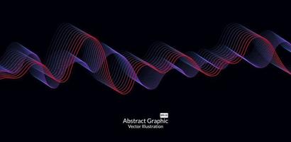 abstracte kleurrijke golflijnen op zwarte achtergrond voor elementen in concept bedrijfspresentatie, brochure, vlieger, wetenschap, technologie. vector illustratie