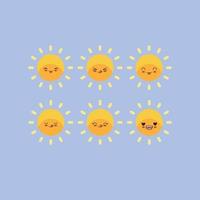 schattig zon emoticon karakter vector