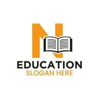 brief n onderwijs logo concept met Open boek icoon sjabloon vector