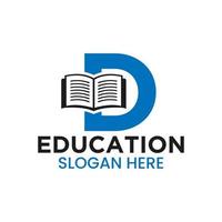 brief d onderwijs logo concept met Open boek icoon sjabloon vector