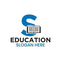 brief s onderwijs logo concept met Open boek icoon sjabloon vector