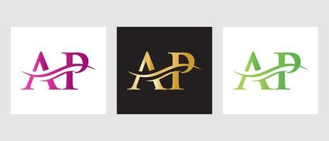 eerste monogram brief ap logo ontwerp. ap logotype sjabloon vector