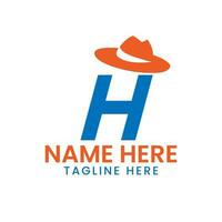 brief h mijne heren hoed logo ontwerp concept met cowboy hoed icoon sjabloon vector