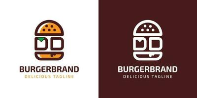 brief dd hamburger logo, geschikt voor ieder bedrijf verwant naar hamburger met d of dd initialen. vector