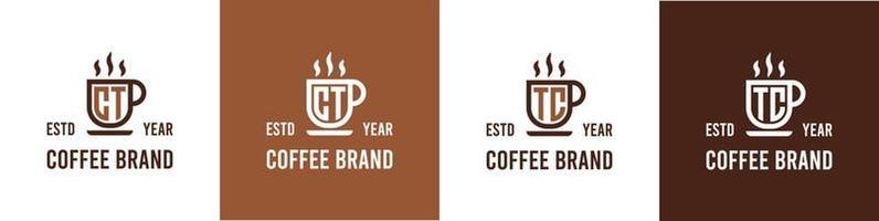 brief ct en tc koffie logo, geschikt voor ieder bedrijf verwant naar koffie, thee, of andere met ct of tc initialen. vector