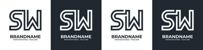 gemakkelijk sw monogram logo, geschikt voor ieder bedrijf met sw of ws voorletter. vector