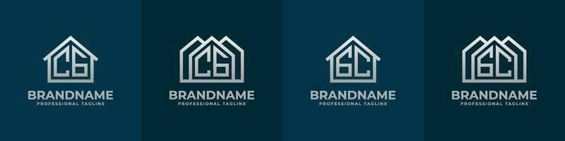 brief cg en gc huis logo set. geschikt voor ieder bedrijf verwant naar huis, echt landgoed, bouw, interieur met cg of gc initialen. vector